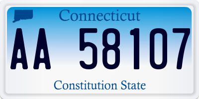 CT license plate AA58107