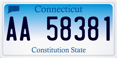 CT license plate AA58381