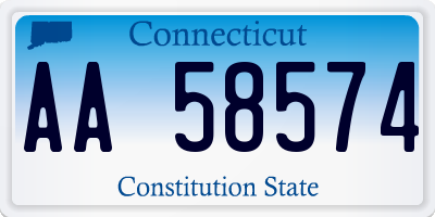 CT license plate AA58574