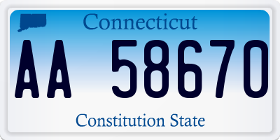 CT license plate AA58670