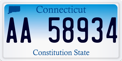 CT license plate AA58934