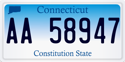 CT license plate AA58947