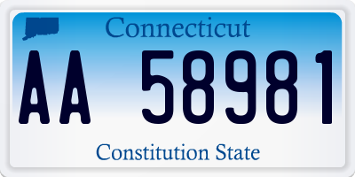 CT license plate AA58981