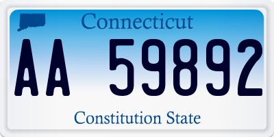 CT license plate AA59892