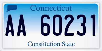 CT license plate AA60231