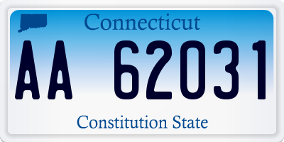 CT license plate AA62031