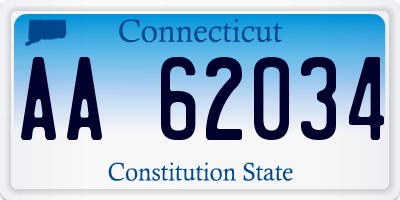 CT license plate AA62034