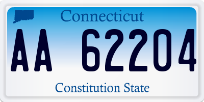 CT license plate AA62204