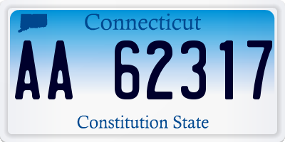 CT license plate AA62317