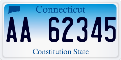 CT license plate AA62345