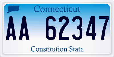 CT license plate AA62347