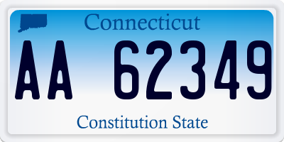 CT license plate AA62349