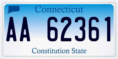 CT license plate AA62361