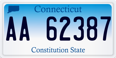 CT license plate AA62387