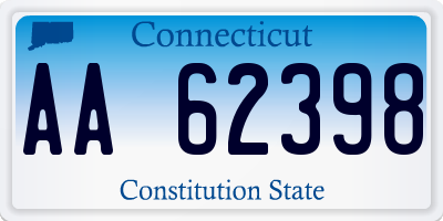 CT license plate AA62398