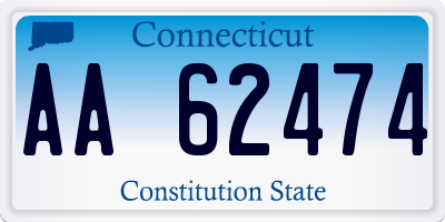 CT license plate AA62474