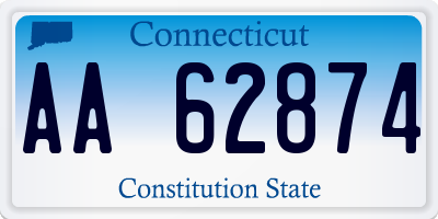 CT license plate AA62874
