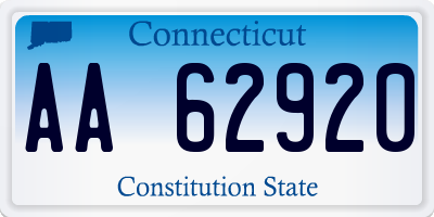 CT license plate AA62920
