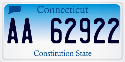 CT license plate AA62922