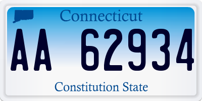 CT license plate AA62934