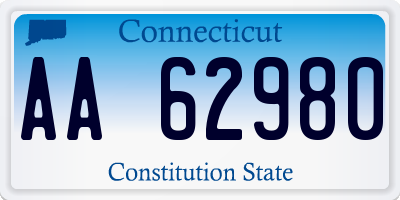 CT license plate AA62980