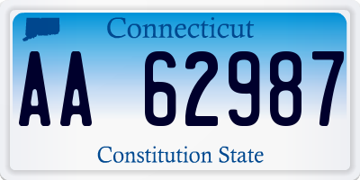 CT license plate AA62987