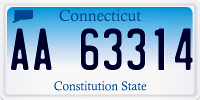 CT license plate AA63314