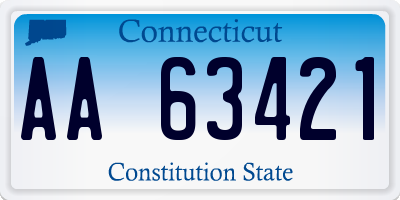 CT license plate AA63421