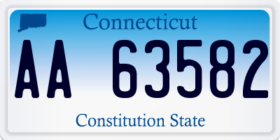 CT license plate AA63582