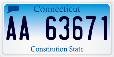 CT license plate AA63671