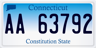 CT license plate AA63792