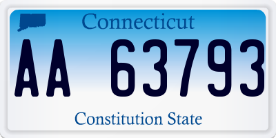 CT license plate AA63793