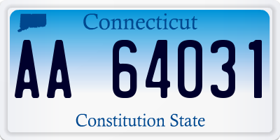 CT license plate AA64031