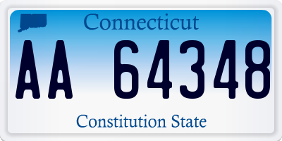 CT license plate AA64348