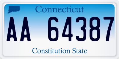 CT license plate AA64387