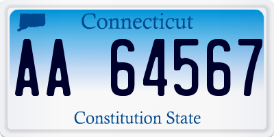 CT license plate AA64567