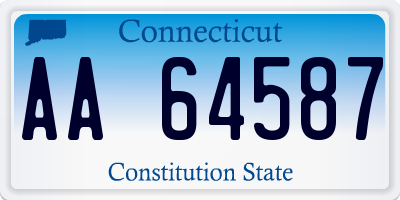 CT license plate AA64587