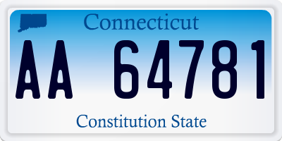 CT license plate AA64781