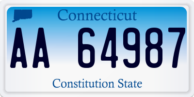 CT license plate AA64987