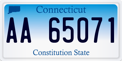 CT license plate AA65071