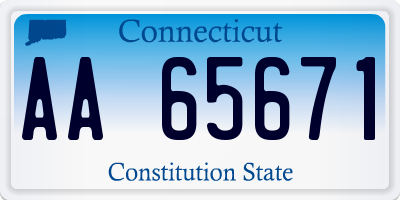 CT license plate AA65671