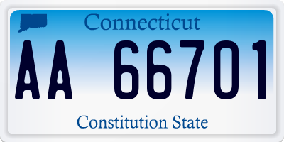 CT license plate AA66701