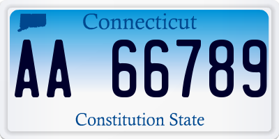 CT license plate AA66789