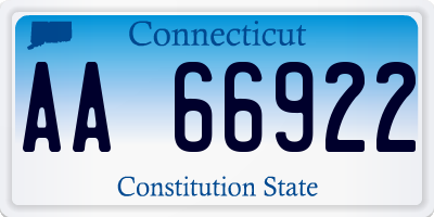 CT license plate AA66922