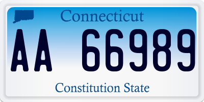 CT license plate AA66989