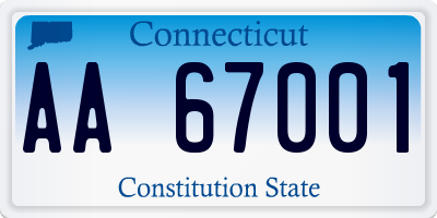 CT license plate AA67001