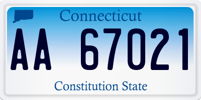 CT license plate AA67021