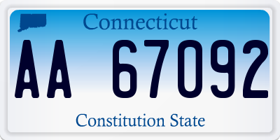 CT license plate AA67092