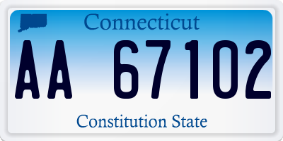 CT license plate AA67102