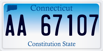CT license plate AA67107